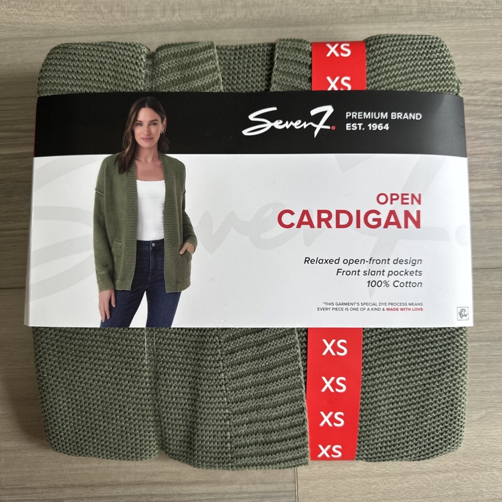 Seven 7 Women's Open Knit Cardigan Sweater Size XS Olive Green Brand NEW NWT